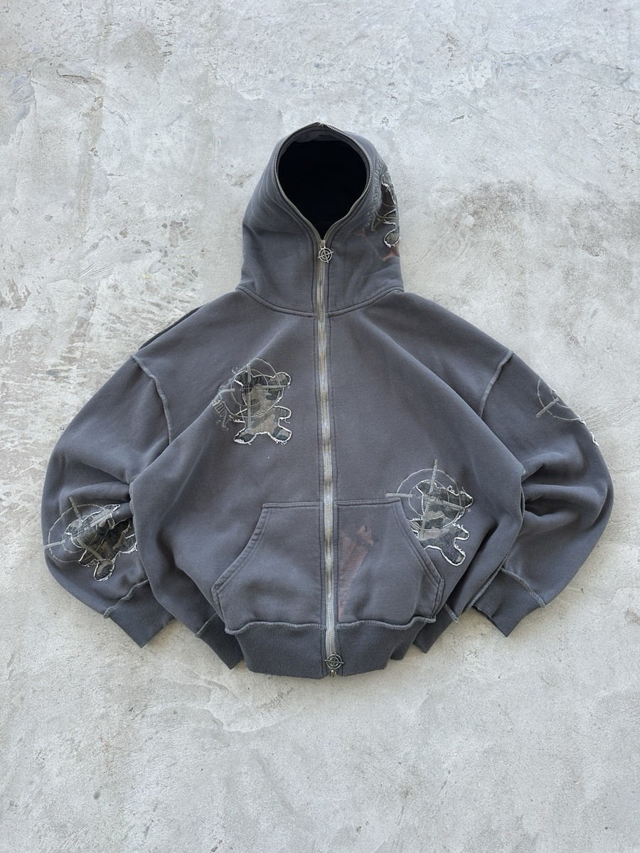 [正規品]named collective pullover hoodie Named Collective Full Zip Hoodie Embroidered Logos Grey Y2K