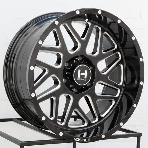 One 22x10 Hostile H108 Sprocket 8x6.5/8x165.1 -25 Black Milled Wheel Rim 125.2