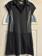 Sunice Silver Women's Golf Polo Dress Black X-static Short Sleeve Size S