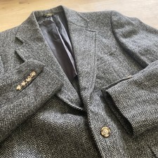 Vintage Harris Tweed Mens 40R Slim Fit Herringbone Wool Blazer Sport Coat Jacket