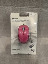 New Microsoft Compact Optical Mouse 500 Model 1344 Pink Factory Sealed