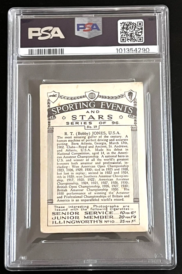 1935 J. A . PATTREIOUEX R. T. BOBBY JONES #19 PSA 3 NEWLY GRADED COMBINE SHIPPIN - Image 3 of 3