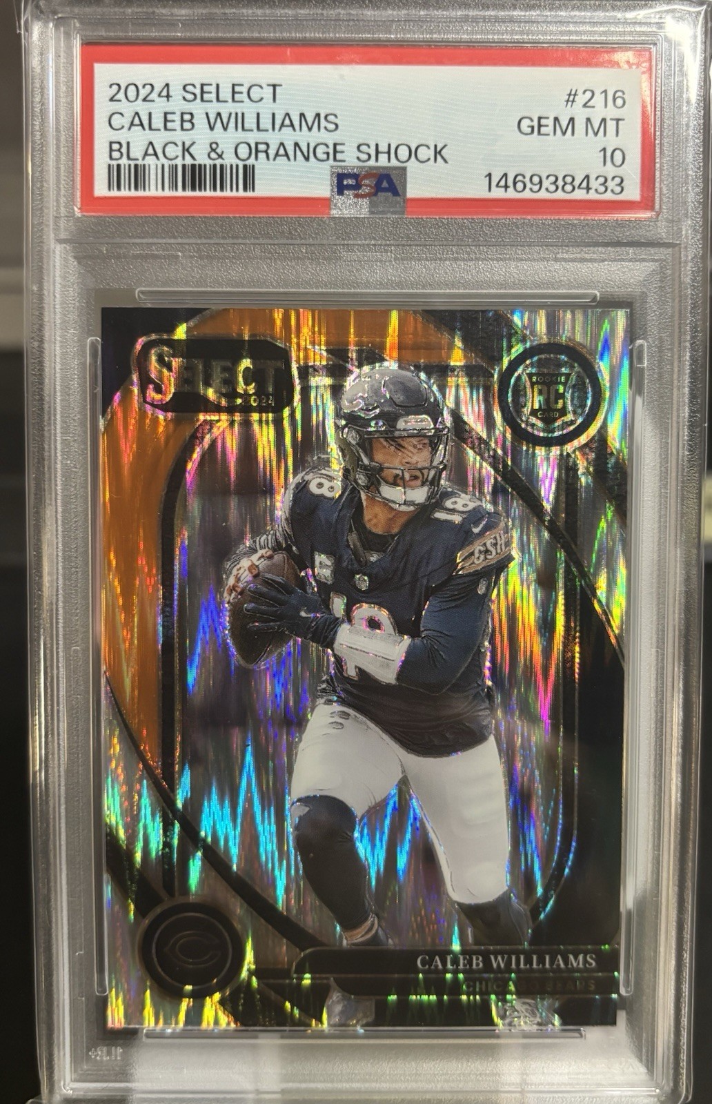 2024 Select - Caleb Williams #216 Black & Orange Shock Prizm (RC) PSA 10