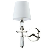 Wandleuchte Wandlampe Innen H: 38 Cm Metall Glas Stoff Nickel Weiß E14 Modern