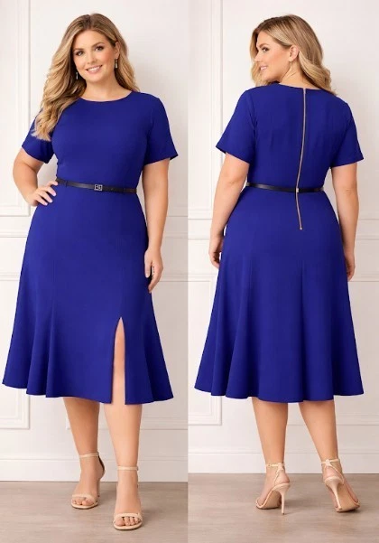 dark blue long sleeve maxi dress Plus Size Round Neck Long Sleeve Maxi Dress with Pockets Floral / XL