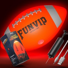 Funvip Football,Rechargeable Glow in The Dark Ball for Kids-Size 6 6, Orange