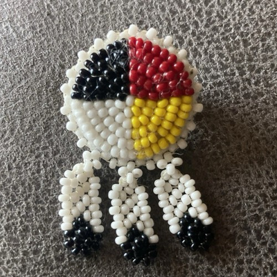 #ad Handmade Native American Sioux Beaded Medicine Wheel amp; Feathers Small Pin $16.00