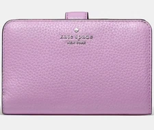 Kate Spade Lena Medium Bifold Wallet Lilac Pebbled Leather KH787 NWT $199 Retail