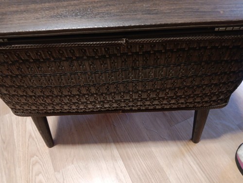 VTG Burlington Sewing Box Stand Basket Storage Stool MCM Ottoman W/ Notion Trays - Picture 11 of 17
