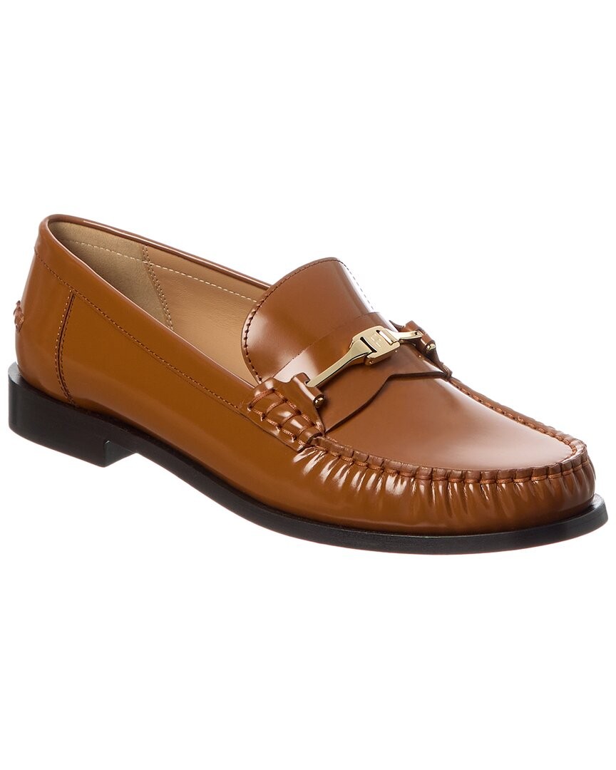 Ferragamo New Vara Chain Leather Loafer Women's Brown 7  C