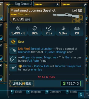  Borderlands 4 [PS5/XBOX/PC]  NEW Bounty 2 Looming Doeshot Spreadlauncher Sgun