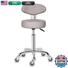 Kaleurrier Swivel Stool Adjustable Hydraulic Rolling Metal Stool Grey With Back Kaleurrier Swivel Stool Adjustable Hydraulic Rolling Metal Stool Grey With Back