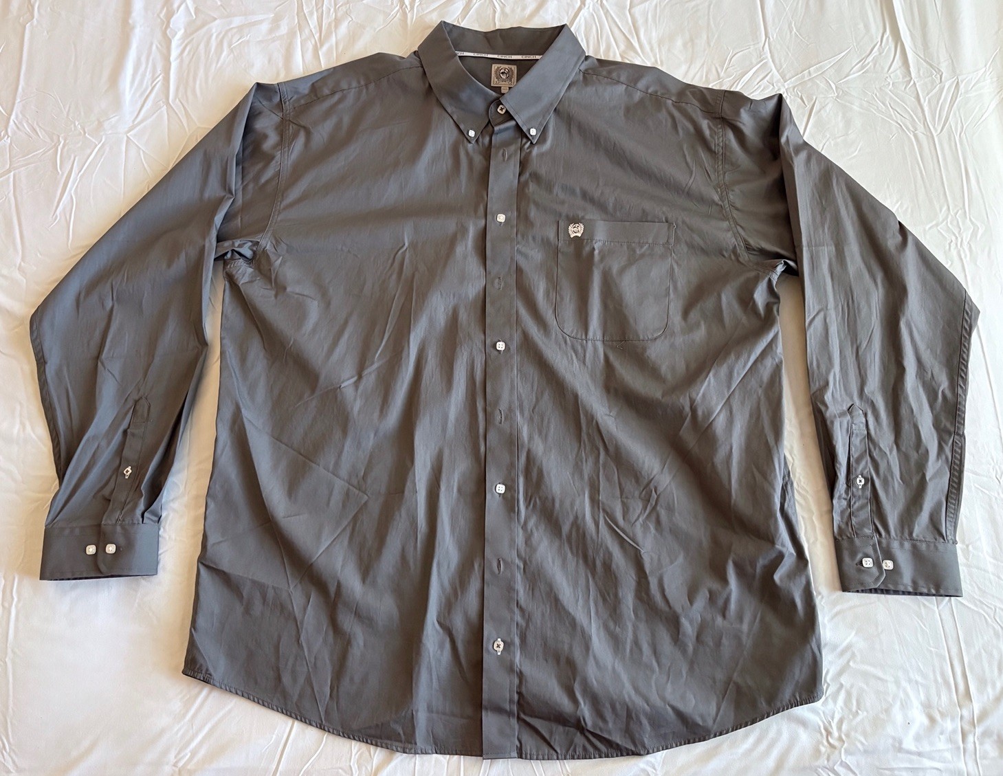 Cinch Solid Gray Western Button Down Size XXXL 3X… - image 1