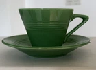 Vintage Homer Laughlin Green Harlequin Fiesta Cup & Saucer Set