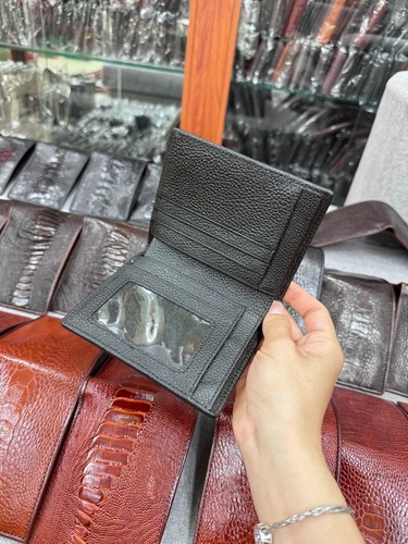 Genuine Ostrich Leather Skin Men's bifold wallet, Handmade, Brown - Picture 5 of 7