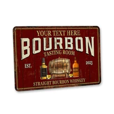 Custom Bourbon Bar Sign Personalized Bourbon Gift Metal Sign Saloon 108122002180