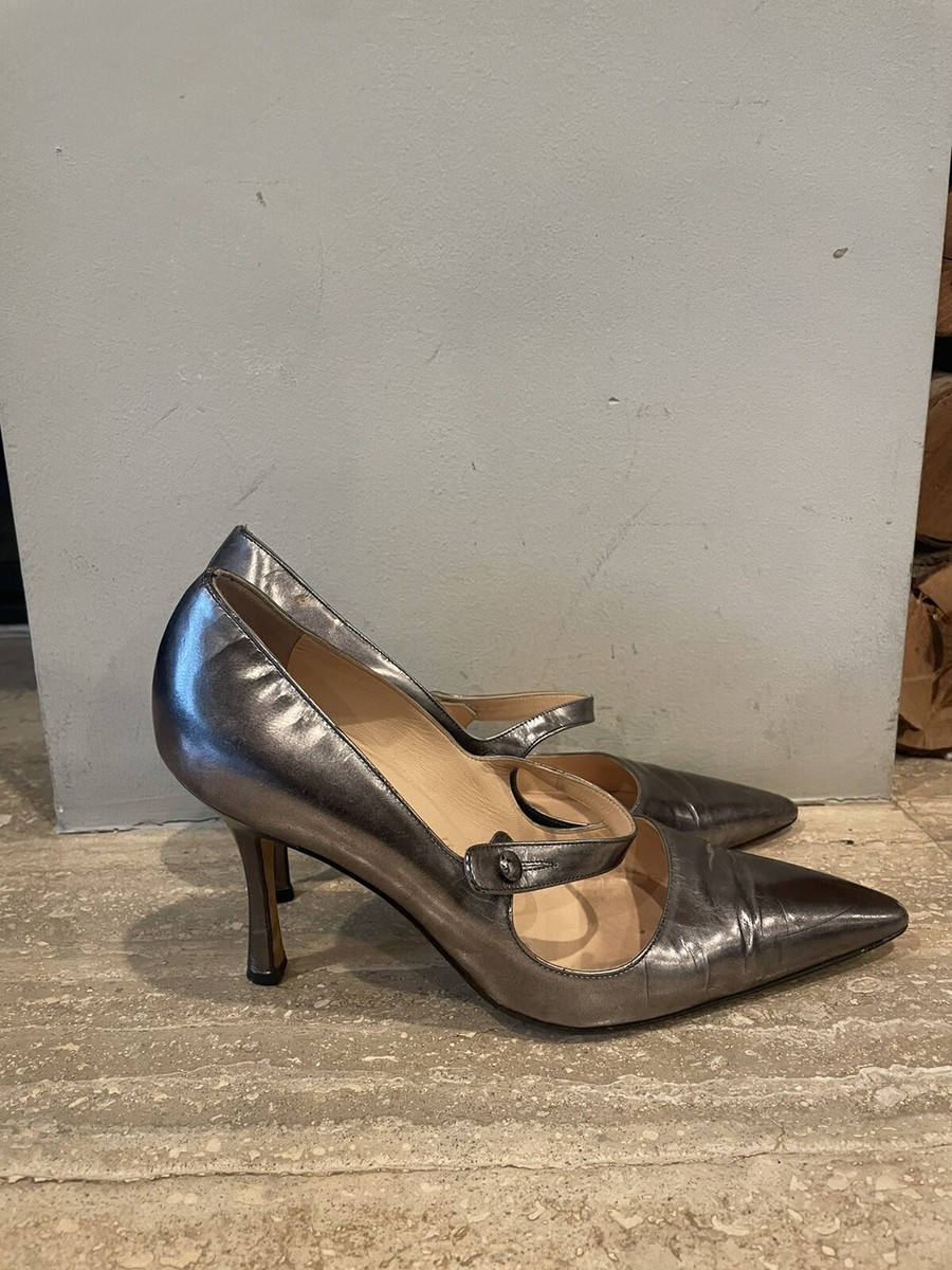 MANOLO BLAHNIK CAMPARI SILVER Mary Janes Heels. Size 38 | eBay MANOLO BLAHNIK CAMPARI SILVER Mary Janes Heels. Size 38 | eBay