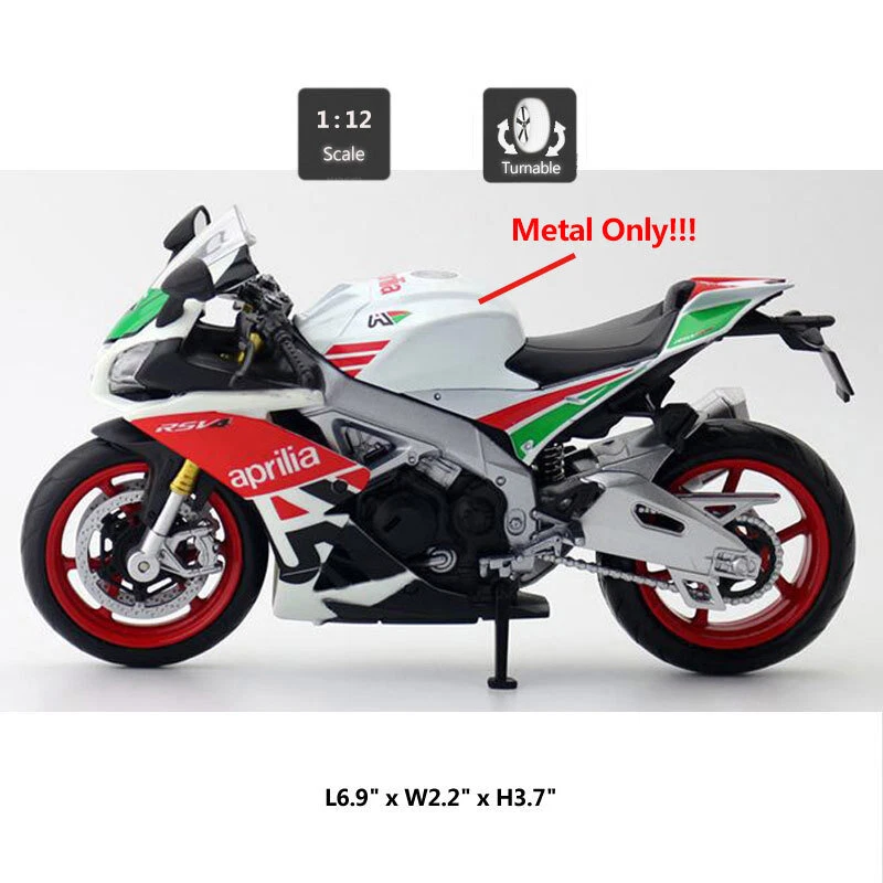 1:12 Aprilia RSV4 RR1000 Motorcycle Model Diecast Boys Toys for Kids Gifts White - Image 2 of 4