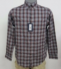 Hart Schaffner Marx Brown Grey Plaid L/S Men's Shirt NWT 98.50 Choose Size