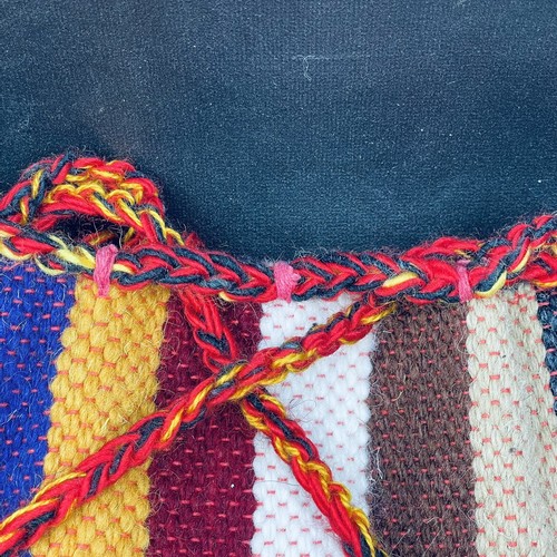 Vtg 1970s Boho Cosmetic Travel Bag Purse Wool Blend Handmade Satchel Hippiecore - Picture 5 of 10