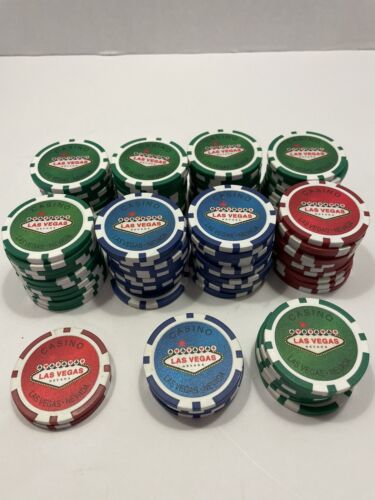 Lot of 92 Las Vegas Nevada Casino Souvenir Heavy Clay Poker Chips - Afbeelding 1 van 1