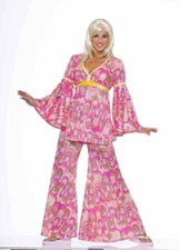 HALLOWEEN Generation Hippie Flower Power Womens Costume Peace Bell Bottom 14/16