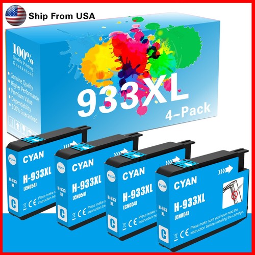 4-Pack 933 Cyan Ink Cartridge for Officejet 7610 Printer - 第 1/2 張圖片