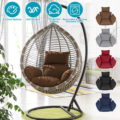Hanging Egg Chair Cushion Swing Removable Thickened Basket Seat with Headrest