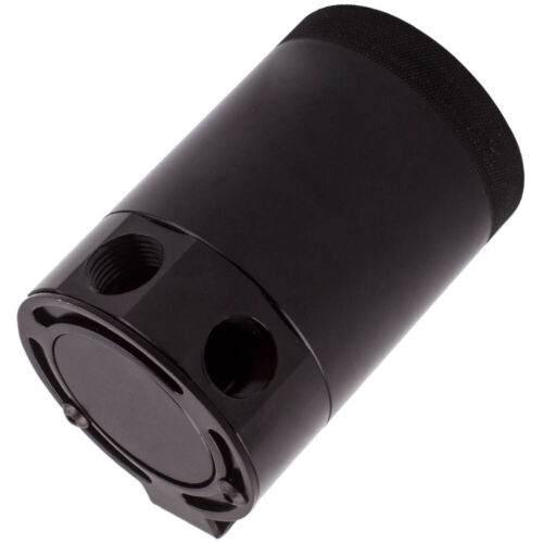Black Aluminum Compact Baffled Oil Catch Tank Can Reservoir Tank 3 Port 3/8"NPT - Imagen 5 de 12