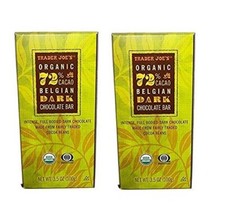 2 packs TRADER JOE'S ORGANIC 72 CACAO BELGIAN DARK CHOCOLATE BAR, each 3.5 OZ