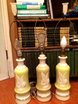 3 Aladdin Stanley Electric Lamp Bases Lily of the Valley