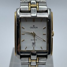 Croton Womens Watch Date 26mm Two Tone Case Band Quartz Analog Three Hands