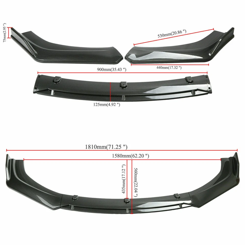 For Toyota Corolla 2018-2023 Front Bumper Lip Spoiler Spoiler Carbon Fiber US Foto 2 de 4
