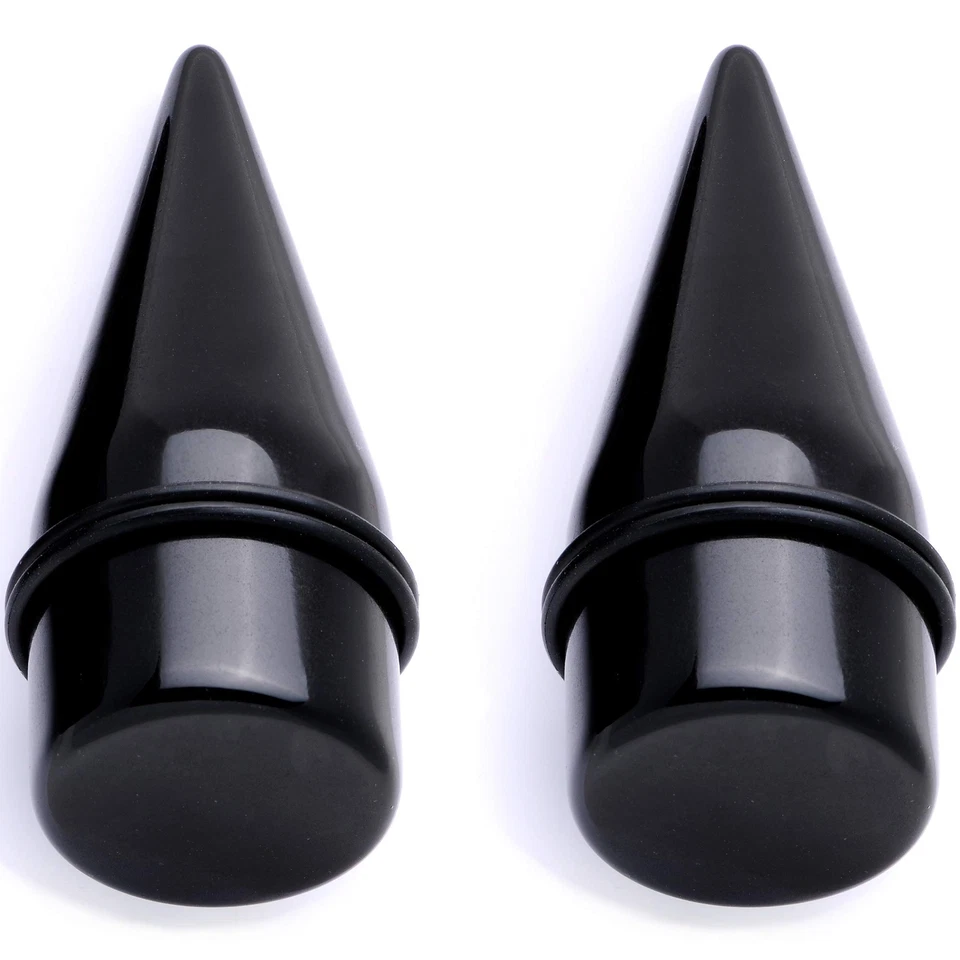 Kit de estiramiento de medidores de orejas unisex conos rectos para orejas estiradas negras acr... Foto 3 de 4