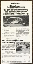 1976 Carefree of Colorado Print Ad The Shadow Awning & BreezeWay for Campers