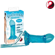 Guaina Estensione per Pene Gonfiabile Blu Dildo Strap-on Inflatable Dildiee