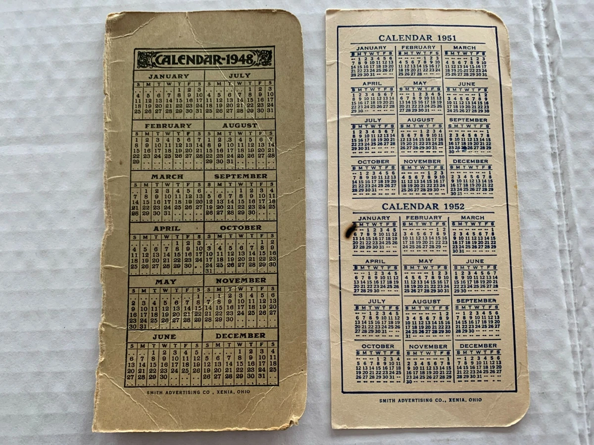Vtg Pocket Calendar Dickson Jenkins Manufacturing Fort Worth TX 1948 1951 |  eBay