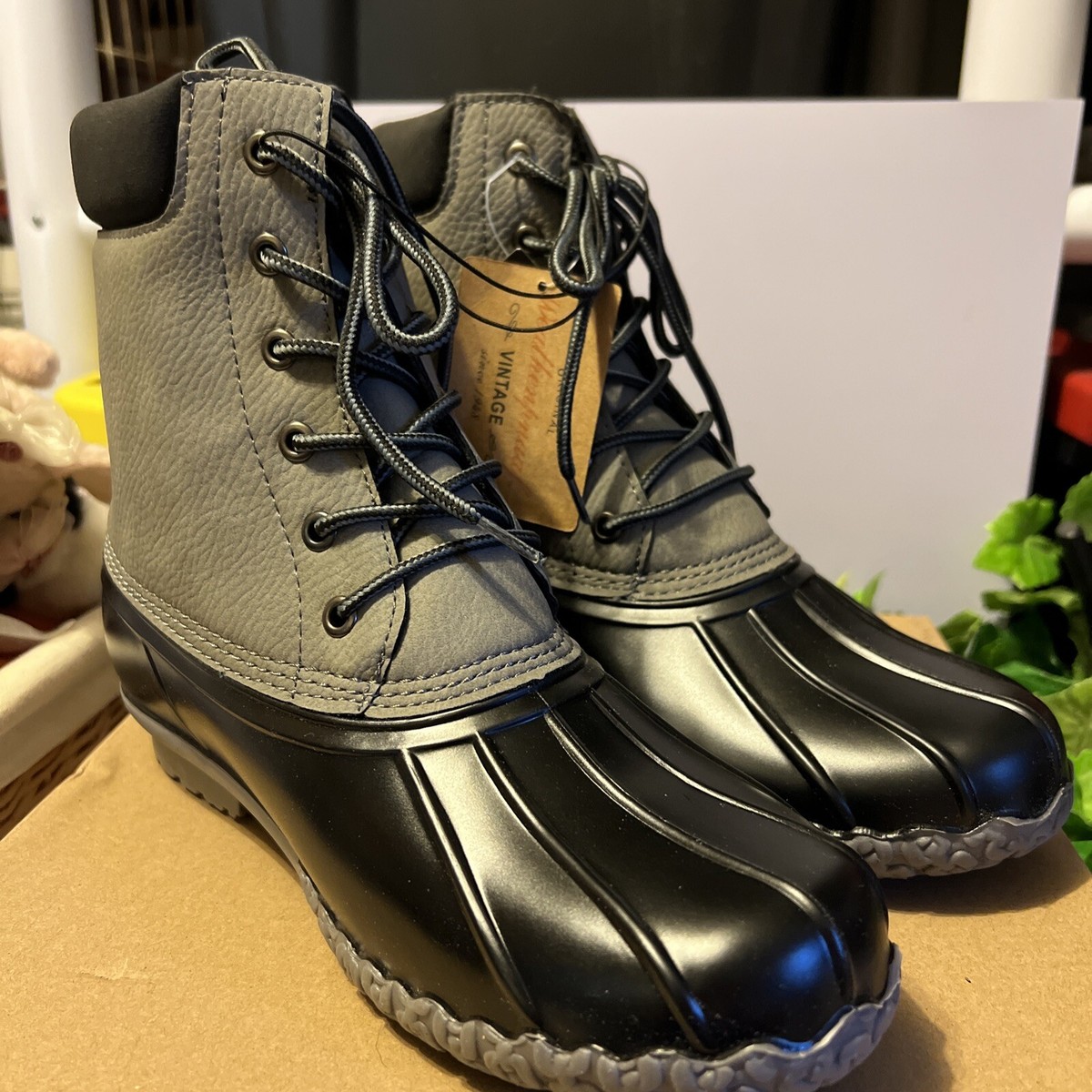 Weatherproof Vintage Men's Adam II Duck Boots Grey 8M New In Box