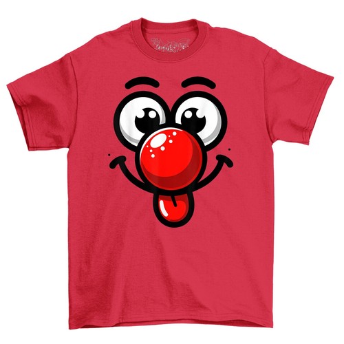 Tongue Face Red Nose Novelty Funny T-Shirt Adults & Kids Comedy Tee Shirt - Picture 12 of 16