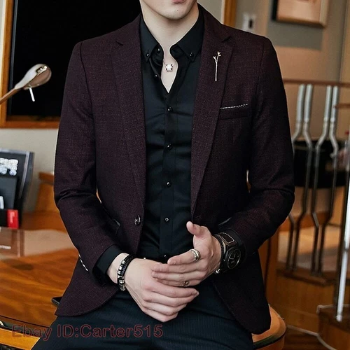 Blazer Slim-FIT Men's Casual Suit New Luxury Jacket Fashion Top - Imagen 3 de 22