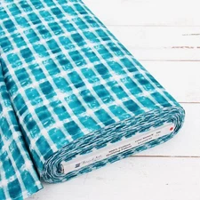 Threadart Cotton Quilting Fabric By The Yard - Vintage Collection - Teal Plaid