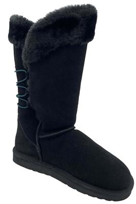 Lamo Water Resistant Suede Tall Winter Boots Celeste Black