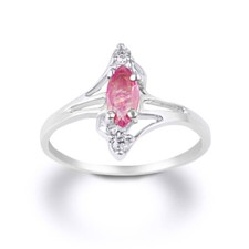 .925 Sterling Silver Marquise Cut Genuine Ruby  White Topaz Woman's Ring