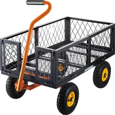 VEVOR 1200LBS Steel Yard Cart Garden Lawn Wagon Removable Flated  4 10'' tires