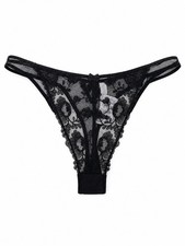 Chantelle size Large Black Lace Thong panty NEW