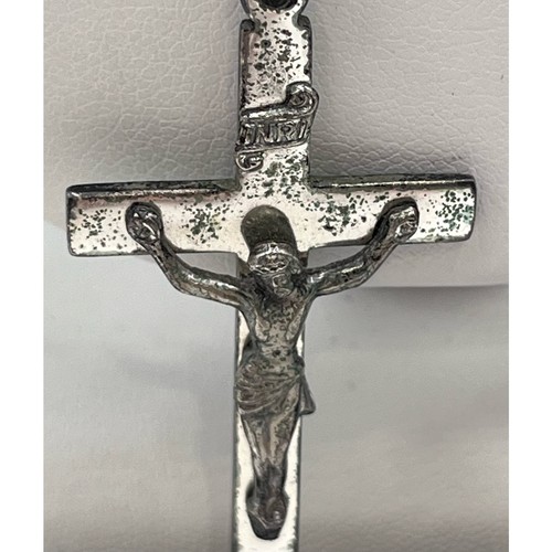 Creed Signed Vintage Sterling Silver Round Faceted Glass Cross Rosary - Picture 6 of 13
