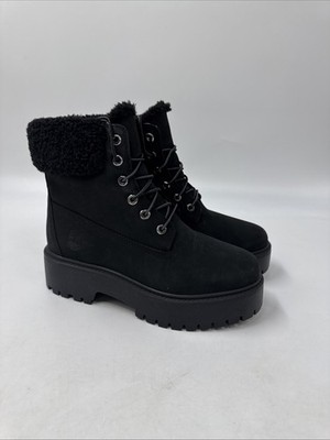 Timberland Stone Street Mid Warm WP Boots Black Nubuck TB0A2PU6W05 Womens Size 7