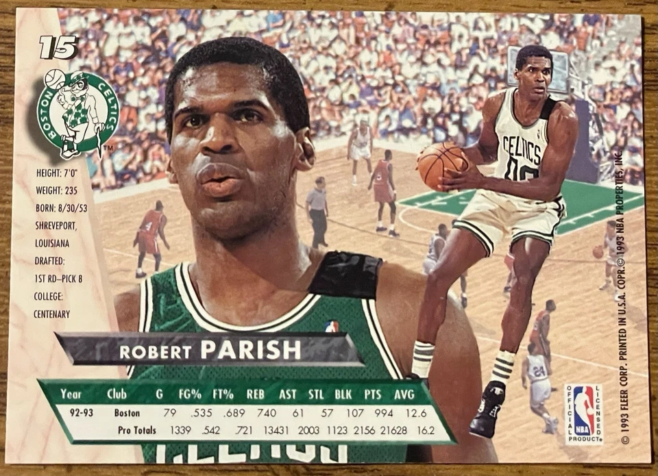 Robert Parish 1993-94 Fleer Ultra Card #15 Boston Celtics NBA HOF Free Shipping - Image 2 of 3