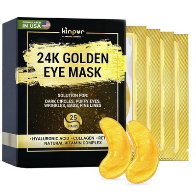 24K Gold Eye Patches for Puffy Eyes and Dark Circles, 1 Count (Pack of 1)