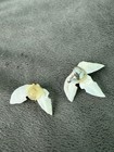Vintage 1950s Seashell Orchid Clip On Earrings Faux Pearl Rhinestone — photo 5